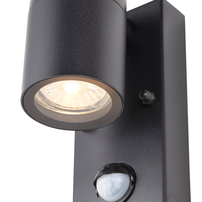 Saxby 121027 Scope GU10 IP65 Aluminium Fixed Single Wall Light with PIR & Photocell - Matt Black (Lamp Not Included)