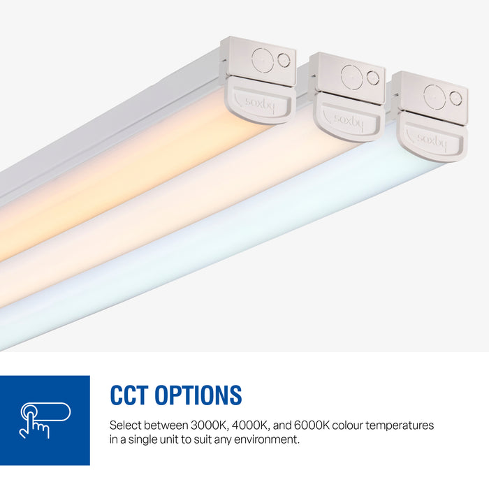Saxby 122344 LinX20 30W/40W/51W/60W 6ft CCT IP20 LED Batten Emergency 3000K/4000K/6000K