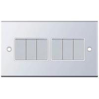 Selectric DSL305 5M 6 Gang 2 Way 10AX Plate Switch - Polished Chrome, White Insert