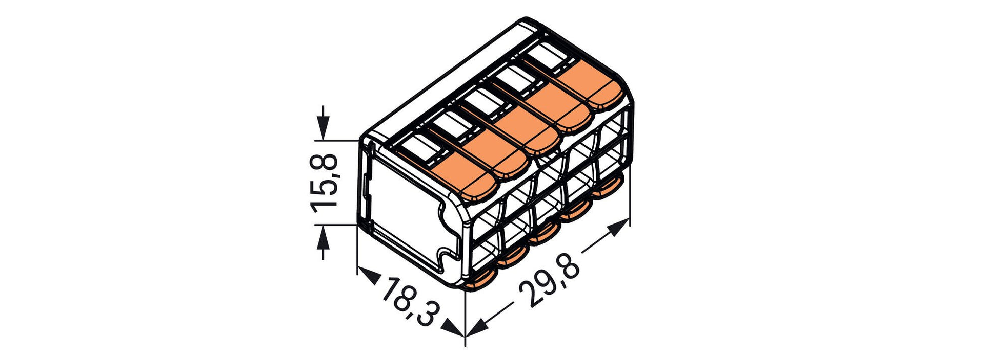 Wago 221-420 4mm² 10-Way Compact Splicing Connector - Transparent