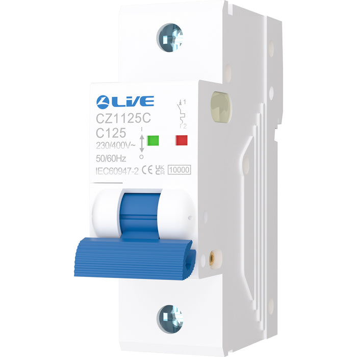 LIVE Electrical CZ1125C Single Pole 125A C Curve 10kA MCB