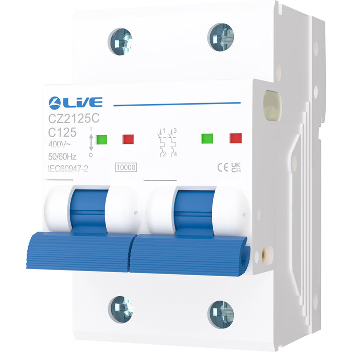 LIVE Electrical CZ2125C Double Pole 125A C Curve 10kA MCB