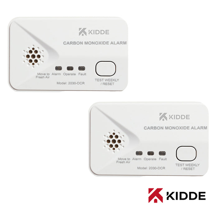 Kidde 2030-DCR Battery Powered Carbon Monoxide Alarm Compact, Alkaline Batteries, 10Yr Sensor Life (Twin Pack)