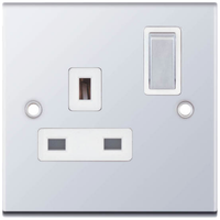 Selectric DSL321 5M 1 Gang 13A Switched DP Socket Outlet - Polished Chrome, White Insert