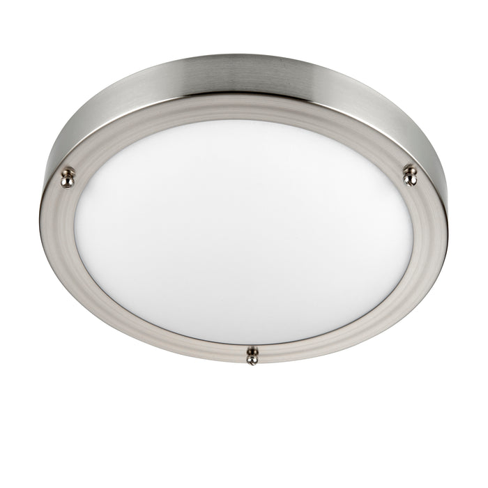 Saxby 12421 Portico satin Nickel IP44 40W Satin nickel effect plate & frosted glass 40W E27 GLS (Required) - westbasedirect.com
