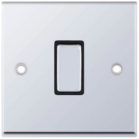 Selectric 7MPRO-501 7M-PRO 1 Gang 2 Way 10AX Plate Switch - Polished Chrome, Black Insert