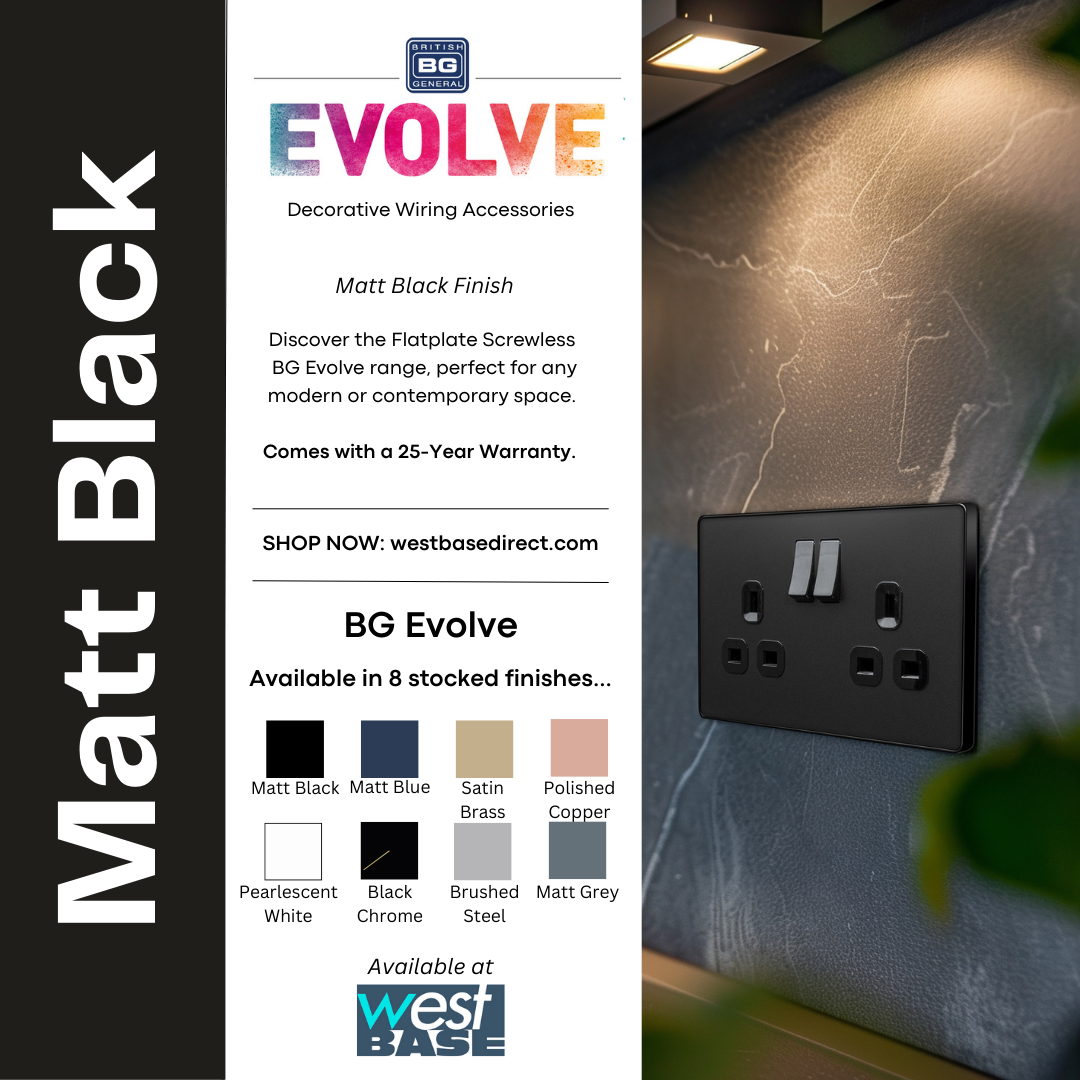 Modern BG Evolve Matt Black Switches and Sockets