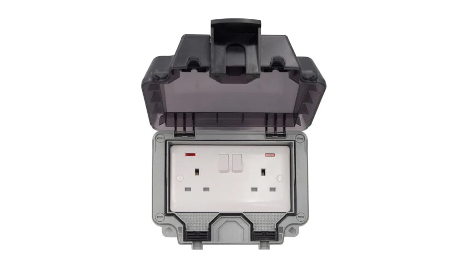 Timeguard TW1209DPN Weathersafe IP66 Twin Gang 13A Switched Socket DP with Neon