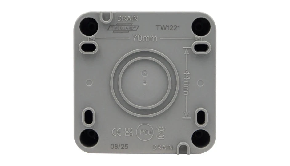 Timeguard TW1221 Weathersafe IP66 Single Gang 2 Way 20AX Switch with Neon - westbasedirect.com