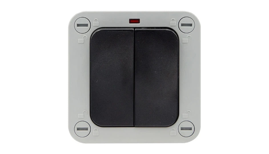 Timeguard TW1222 Weathersafe IP66 Twin Gang 2 Way 20AX Switch with Neon - westbasedirect.com