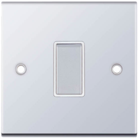Selectric DSL301 5M 1 Gang 2 Way 10AX Plate Switch - Polished Chrome, White Insert