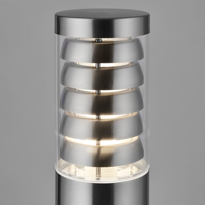 Saxby 13923 Tango bollard IP44 8W Brushed stainless steel & clear pc 8W LED E27 Cool White (Required) - westbasedirect.com