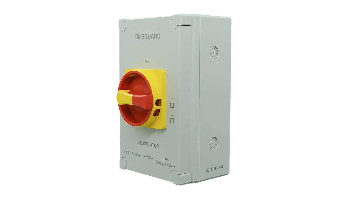 Timeguard IS4N-63ACGY Weathersafe IP66 AC Rotary Isolator Switch 4 Pole 63A