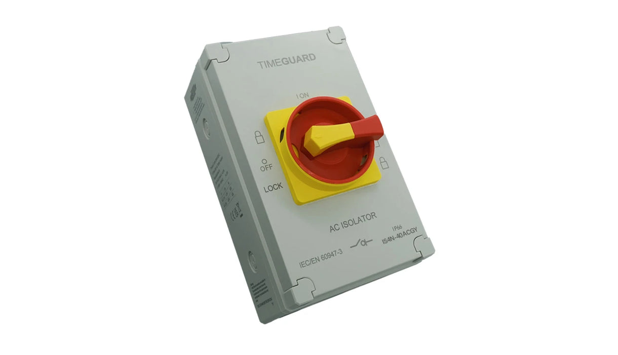 Timeguard IS4N-40ACGY Weathersafe IP66 AC Rotary Isolator Switch 4 Pole 40A