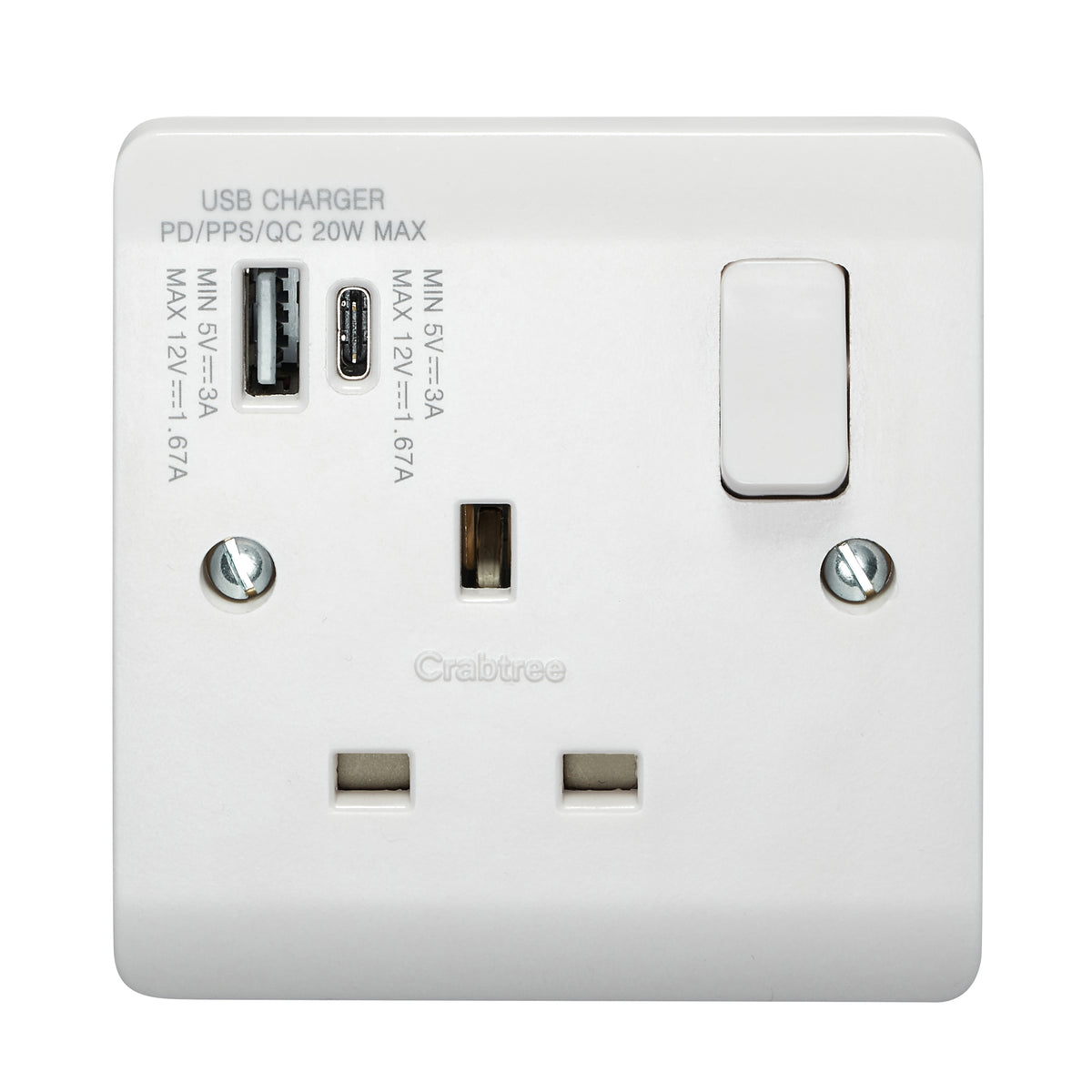 Matrix Usbc Socket Buy Crabtree CR1304/USBC 13A 1G Switched Socket with USB-A & USB-C 20W ...