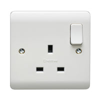 Crabtree CR1304 Instinct White Moulded 13A 1 Gang SP Switched Socket Dual Earth