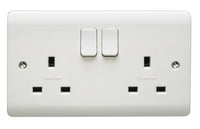 Crabtree CR1306/D Instinct White Moulded 13A 2 Gang DP Switched Socket Dual Earth