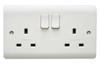Crabtree CR1306 Instinct White Moulded 13A 2 Gang SP Switched Socket Dual Earth