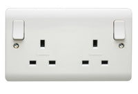 Crabtree CR1307/D Instinct White Moulded 13A 2 Gang DP Outboard Switched Socket Dual Earth