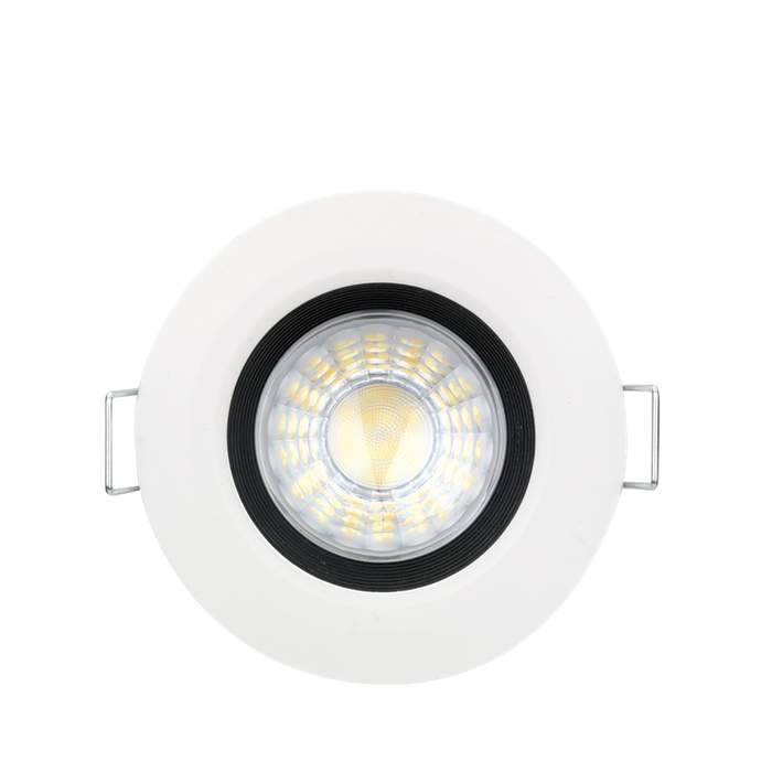 Aurora AU-R6CWSBF 220-240V 6/8W 560lm IP65 Fixed Dimmable 3 Colour & 2 Wattage Switchable Led Integrated Fire & Acoustic Rated Baffle Downlight White Bezel