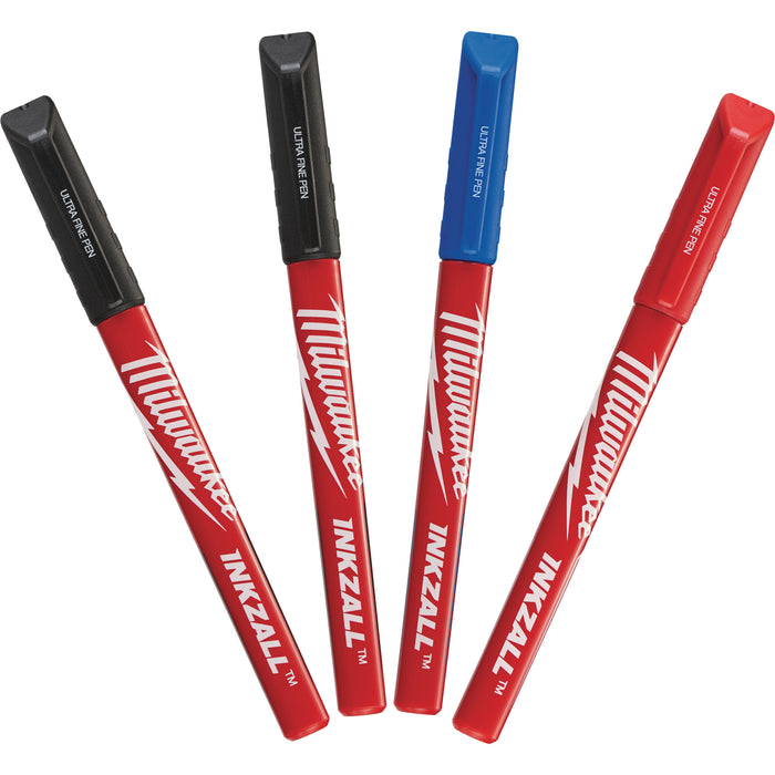 Milwaukee 48223165 INKZALL Fine Tip Marker Pen Set Coloured - 4 Piece