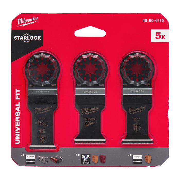 Milwaukee 48906115 Starlock OMT Starlock Wood & Metal Multi-Tool Blade Set - 5 Piece - westbasedirect.com