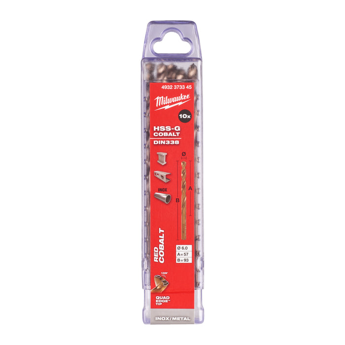 Milwaukee 4932373345 Metal HSS-G Cobalt Drill Bit (DIN338) 6x93mm - 10 Pack - westbasedirect.com