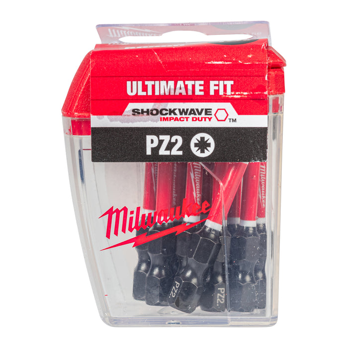 Milwaukee 4932430866 SHOCKWAVE Impact Duty PZ2 50mm Screwdriver Bits - 10 Pack - westbasedirect.com