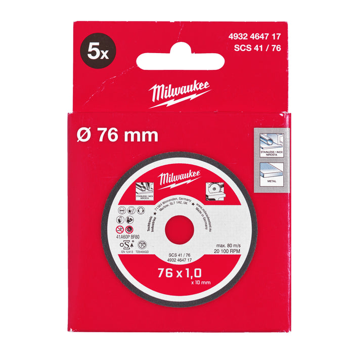 Milwaukee 4932464717 76mm Thin Metal Cutting Discs PRO+ - Pack of 5 - westbasedirect.com