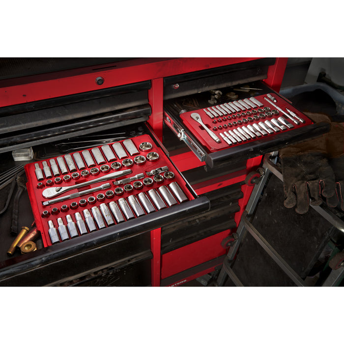 Milwaukee 4932464944 1/4" Drive 50-piece Ratchet + Socket Set SAE + Metric - westbasedirect.com