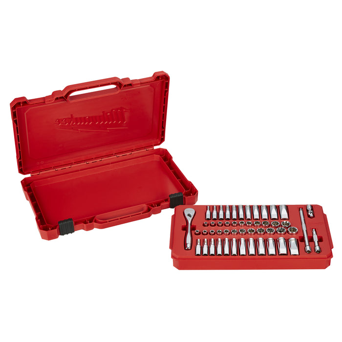 Milwaukee 4932464944 1/4" Drive 50-piece Ratchet + Socket Set SAE + Metric - westbasedirect.com