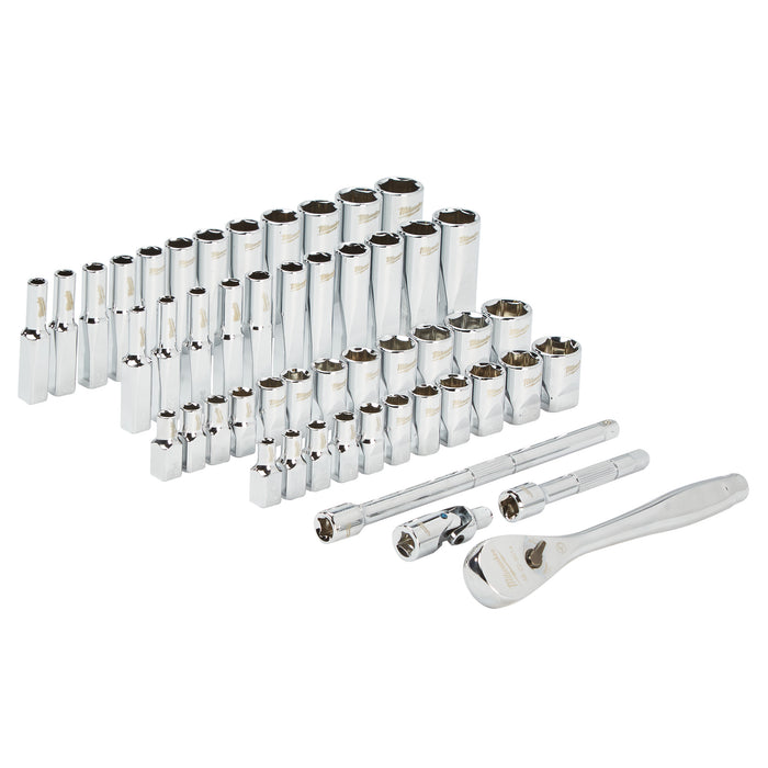 Milwaukee 4932464944 1/4" Drive 50-piece Ratchet + Socket Set SAE + Metric - westbasedirect.com