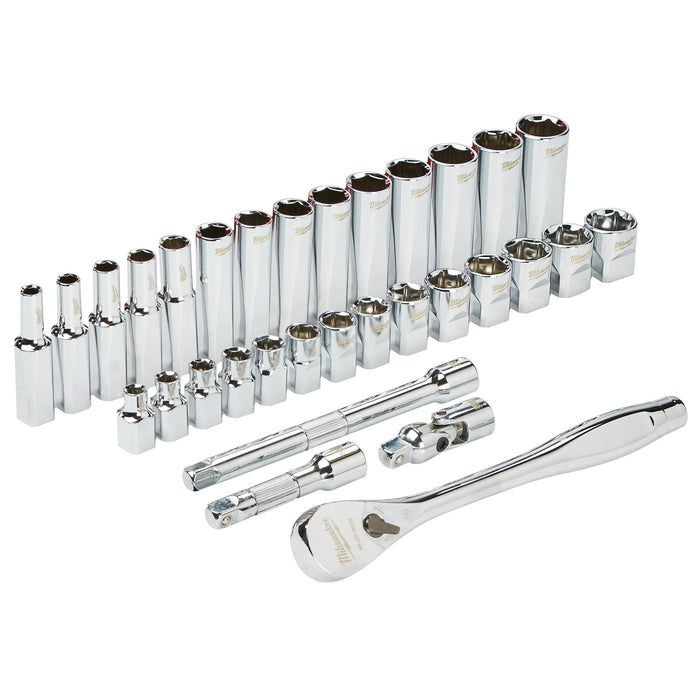 Milwaukee 4932464945 3/8" Drive 32-piece Ratchet + Socket Set Metric - westbasedirect.com