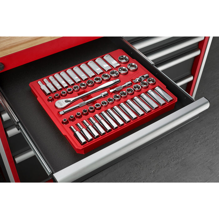 Milwaukee 4932464946 3/8" Drive 56-piece Ratchet + Socket Set SAE + Metric - westbasedirect.com