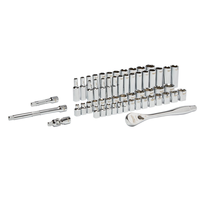 Milwaukee 4932464946 3/8" Drive 56-piece Ratchet + Socket Set SAE + Metric - westbasedirect.com