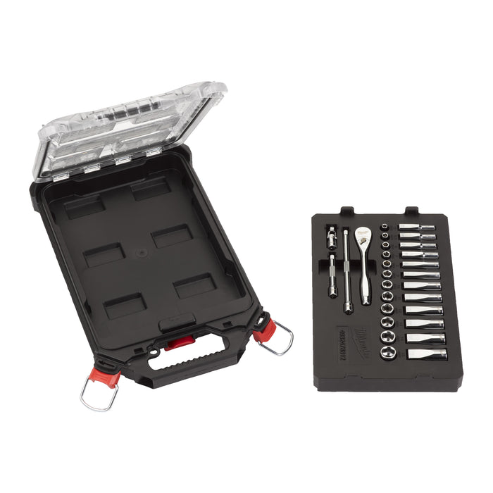 Milwaukee 4932478812 1/4" Metric 28-piece Ratchet & Socket PACKOUT Set - westbasedirect.com