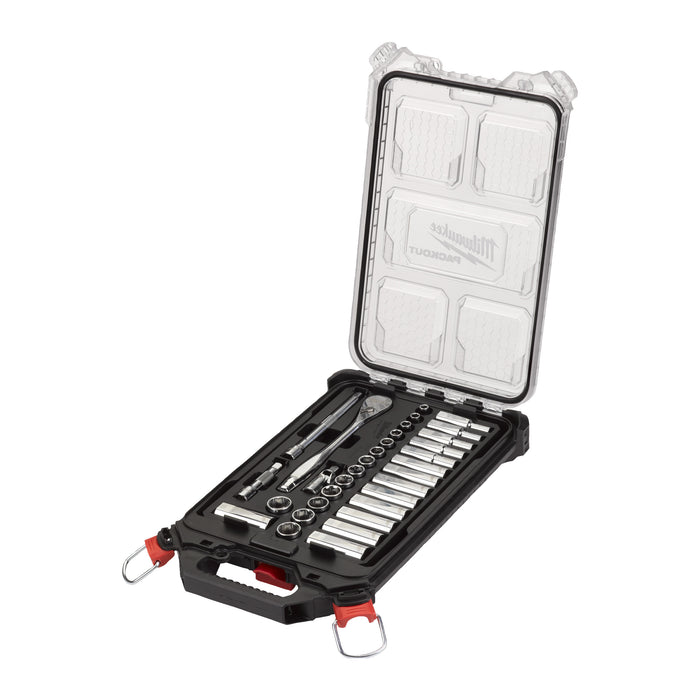 Milwaukee 4932478813 3/8" Metric 32-piece Ratchet & Socket PACKOUT Set - westbasedirect.com