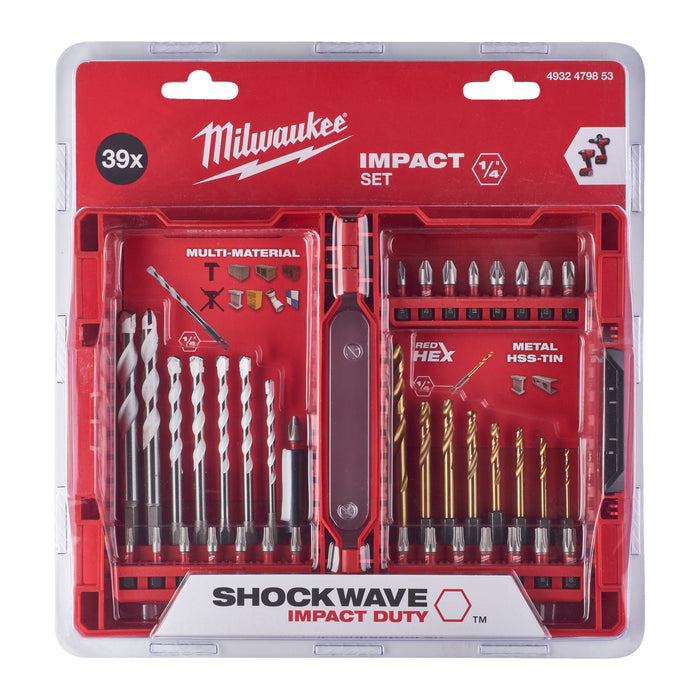 Milwaukee 4932479853 SHOCKWAVE Impact Duty Drill & Driver Set - 39 Piece - westbasedirect.com