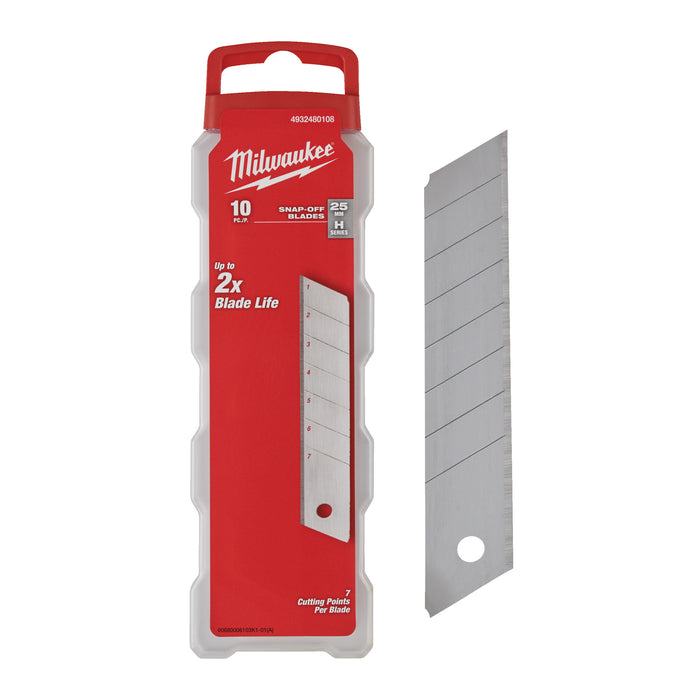 Milwaukee 4932480108 25mm Silver Snap Blades - Pack of 10
