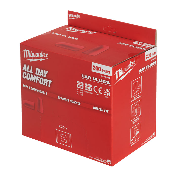 Milwaukee 4932480465 Foam Ear Plugs - 200 Pairs