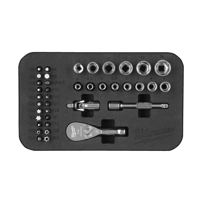 Milwaukee 4932492672 1/4" Compact Ratchet Set - 39 Piece - westbasedirect.com