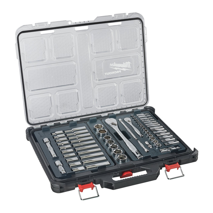 Milwaukee 4932493661 PACKOUT 1/4" & 1/2" Drive Ratchet & Socket Set - 63 Piece