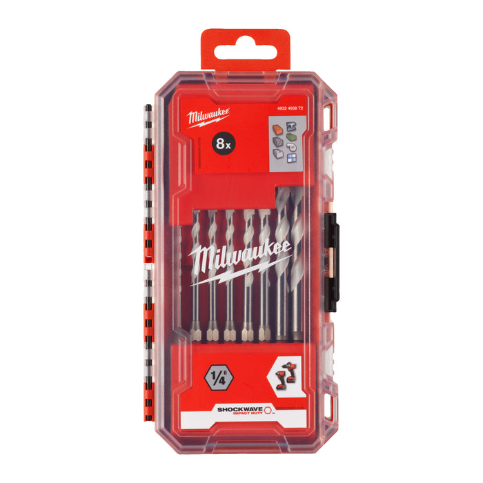 Milwaukee 4932493872 Multi Material Drill Bit Set - 8 Piece - westbasedirect.com