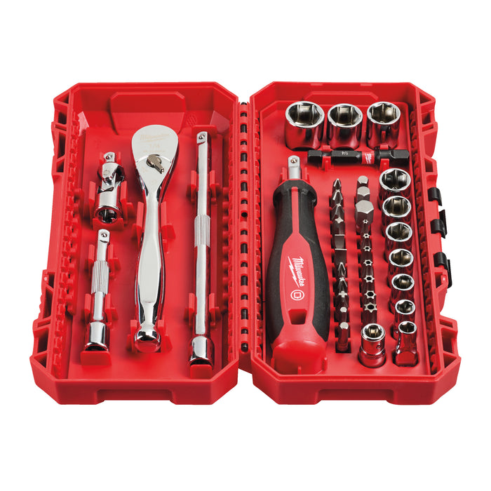 Milwaukee 4932498381 1/4" Metric Ratchet + Socket Set - 38 Piece - westbasedirect.com