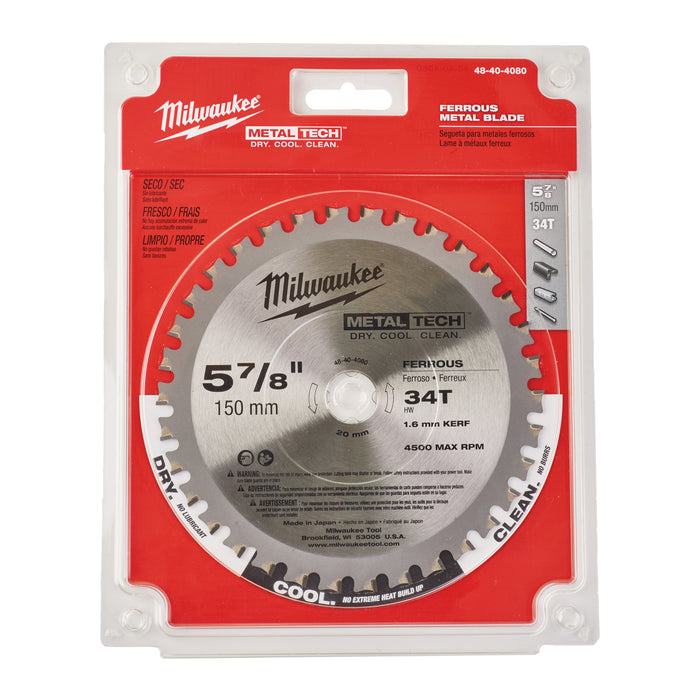 Milwaukee 4932501140 150mm x 20 x 1.6 x 34T Circular Saw Blade for Metal