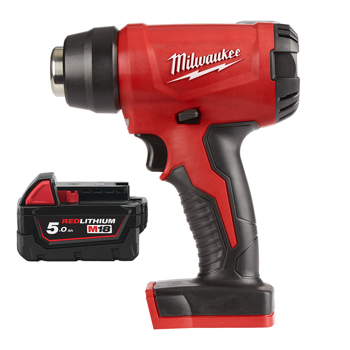 Milwaukee M18BHG-0+M18B5 Kit - 18V Compact Heat Gun + M18B5 5.0Ah Li-ion Battery