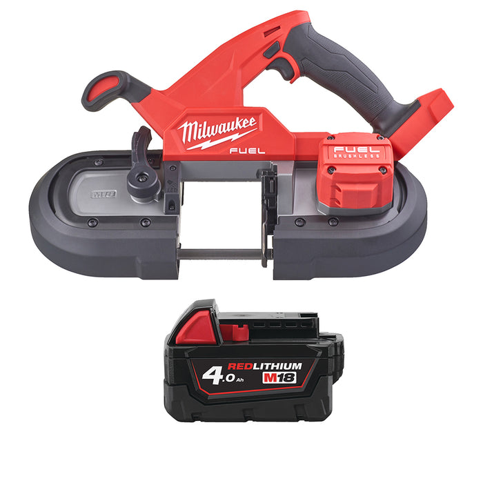Milwaukee M18FBS85-0C+M18B4 Kit - 18V FUEL Cordless Compact Band Saw + M18B4 4.0Ah Li-ion Battery & Case