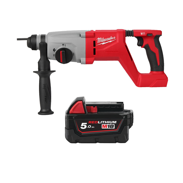 Milwaukee M18BLHACD26-0+M18B5 Kit - 18V Brushless SDS+ D-Handle Hammer Drill + M18B5 5.0Ah Li-ion Battery