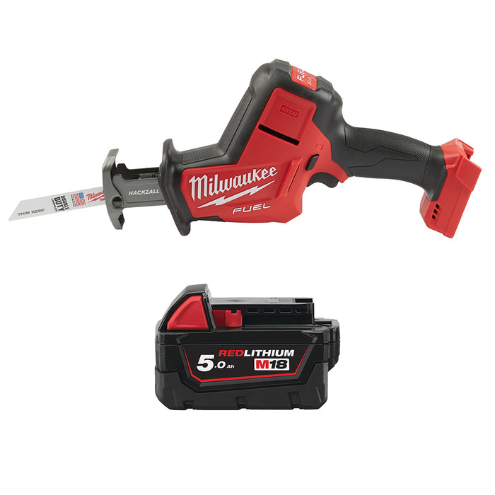 Milwaukee M18FHZ-0+M18B5 Kit - 18V FUEL HACKZALL Cordless Reciprocating Saw + M18B5 5.0Ah Li-ion Battery