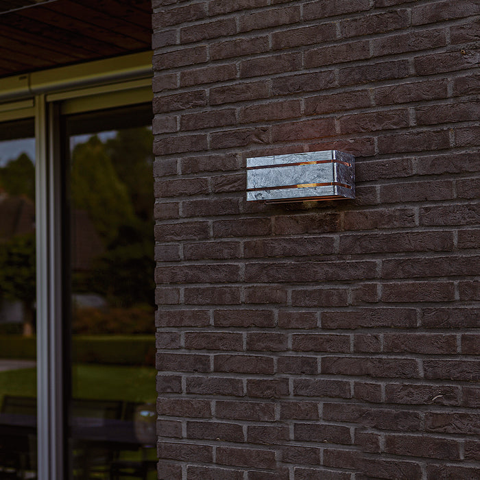 Lutec 5011602461 VIDAR IP54 E27 Outdoor Wall Light - Galvanised Steel (Lamp Not Included)
